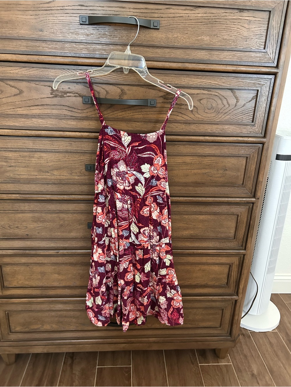Old Navy Burgundy Floral Spaghetti-Strap Mini Dress